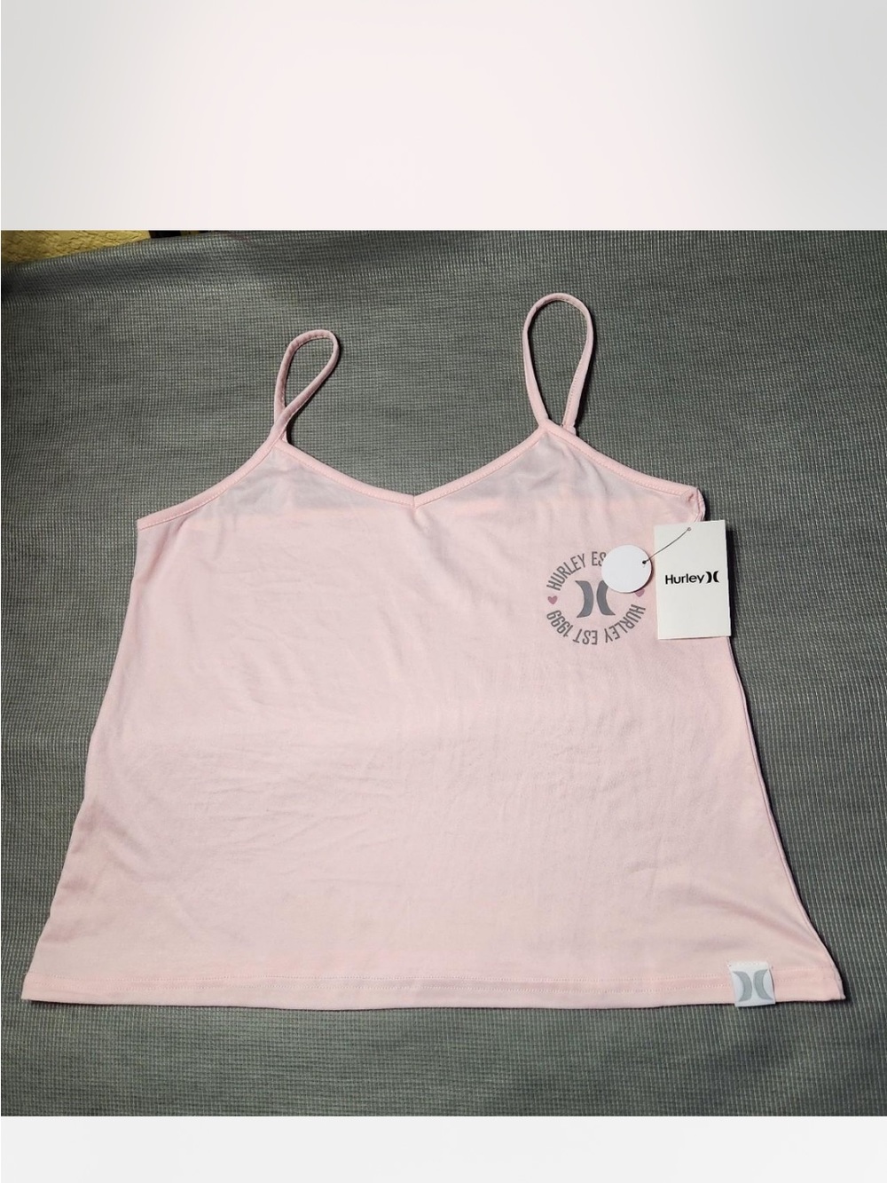 NWT Hurley Pink Camisole Tank Top Graphic
Logo Cami Adjustable Straps Size L